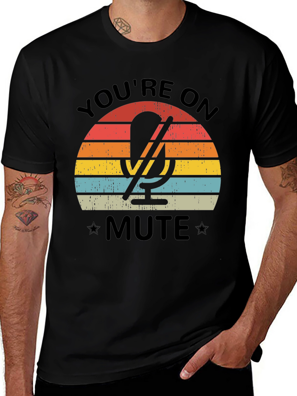 Youre On Mute Black T-Shirt - Retro Microphone Design