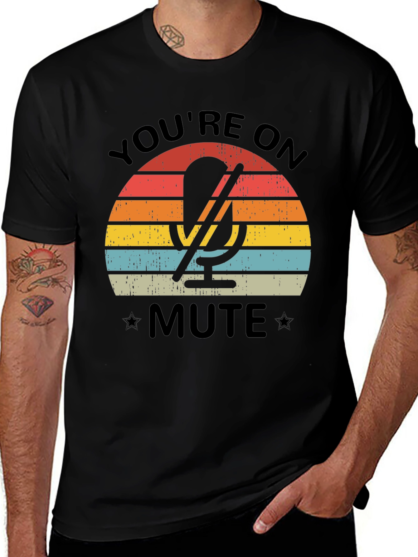Youre On Mute Black T-Shirt - Retro Microphone Design