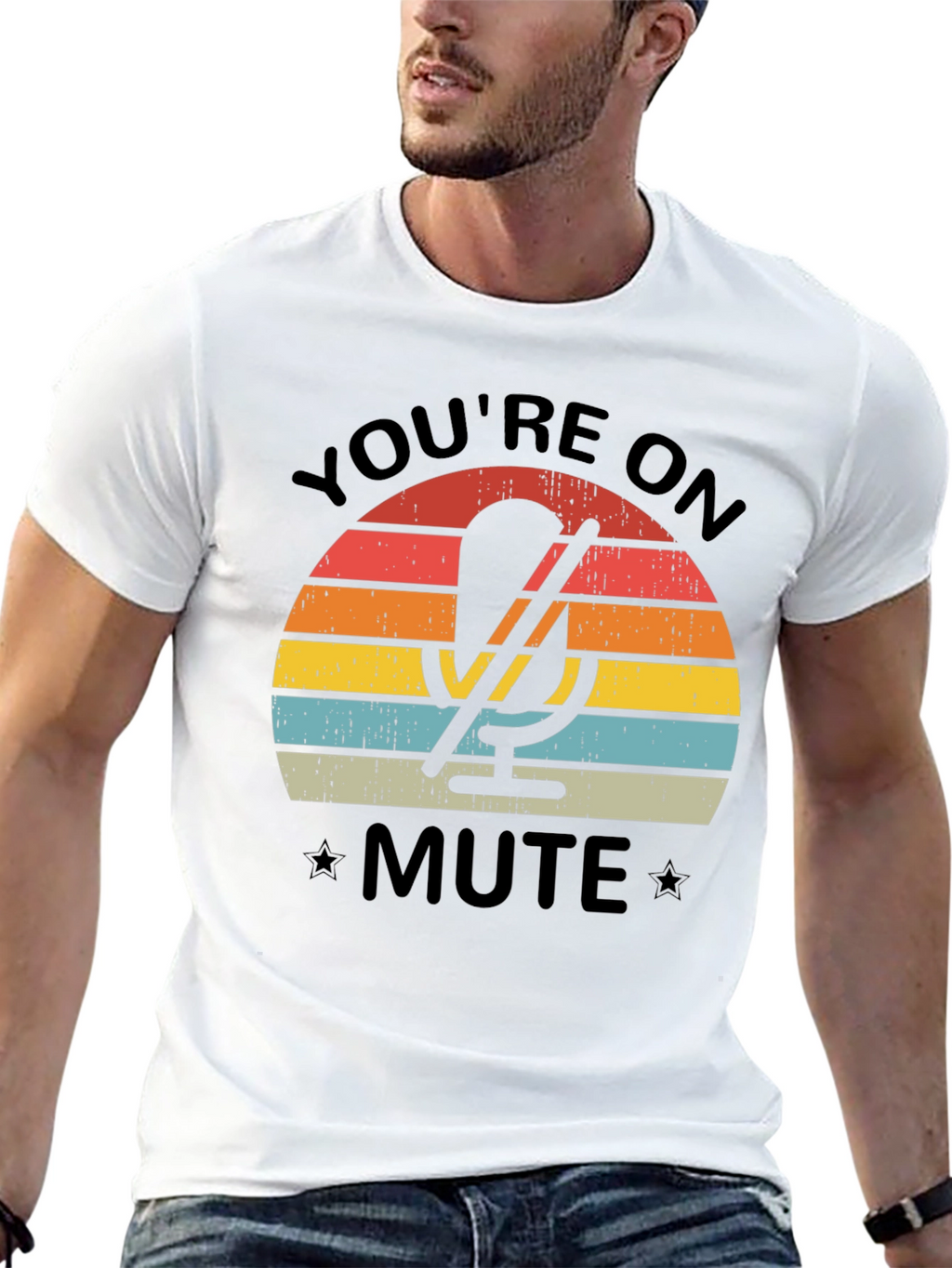 Youre On Mute Black T-Shirt - Retro Microphone Design