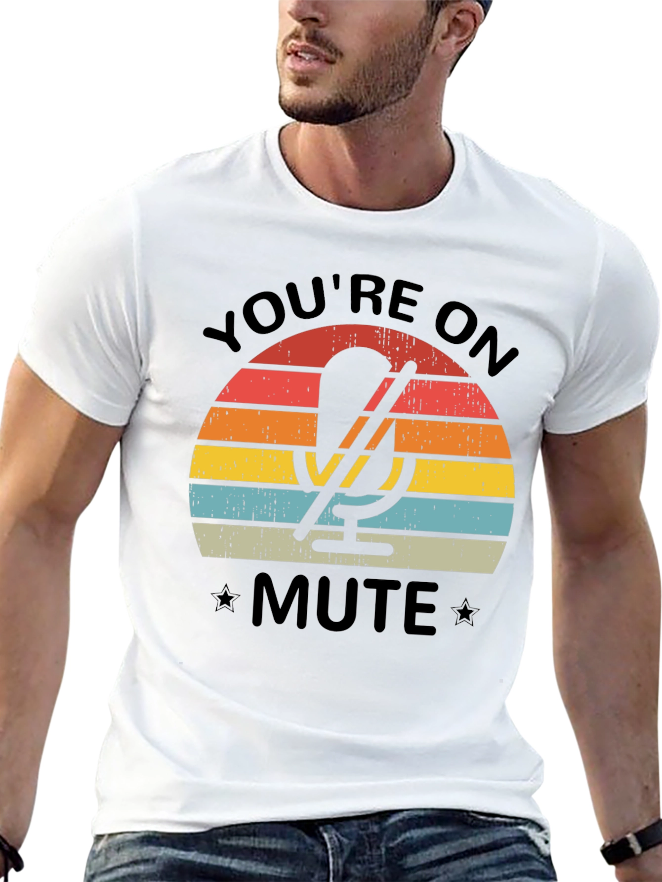 Youre On Mute Black T-Shirt - Retro Microphone Design