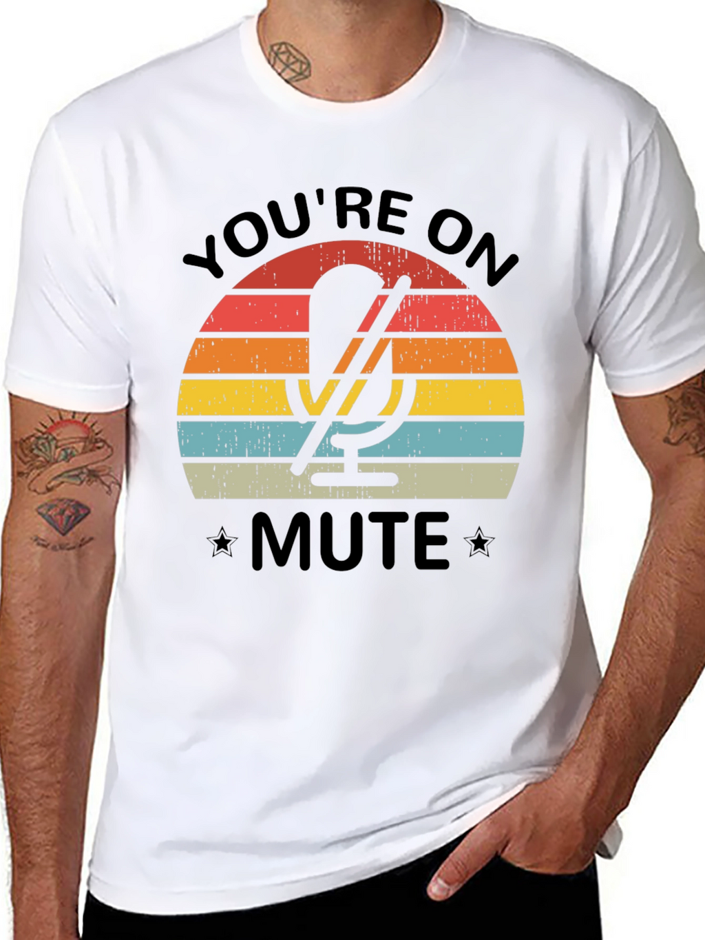 Youre On Mute Black T-Shirt - Retro Microphone Design