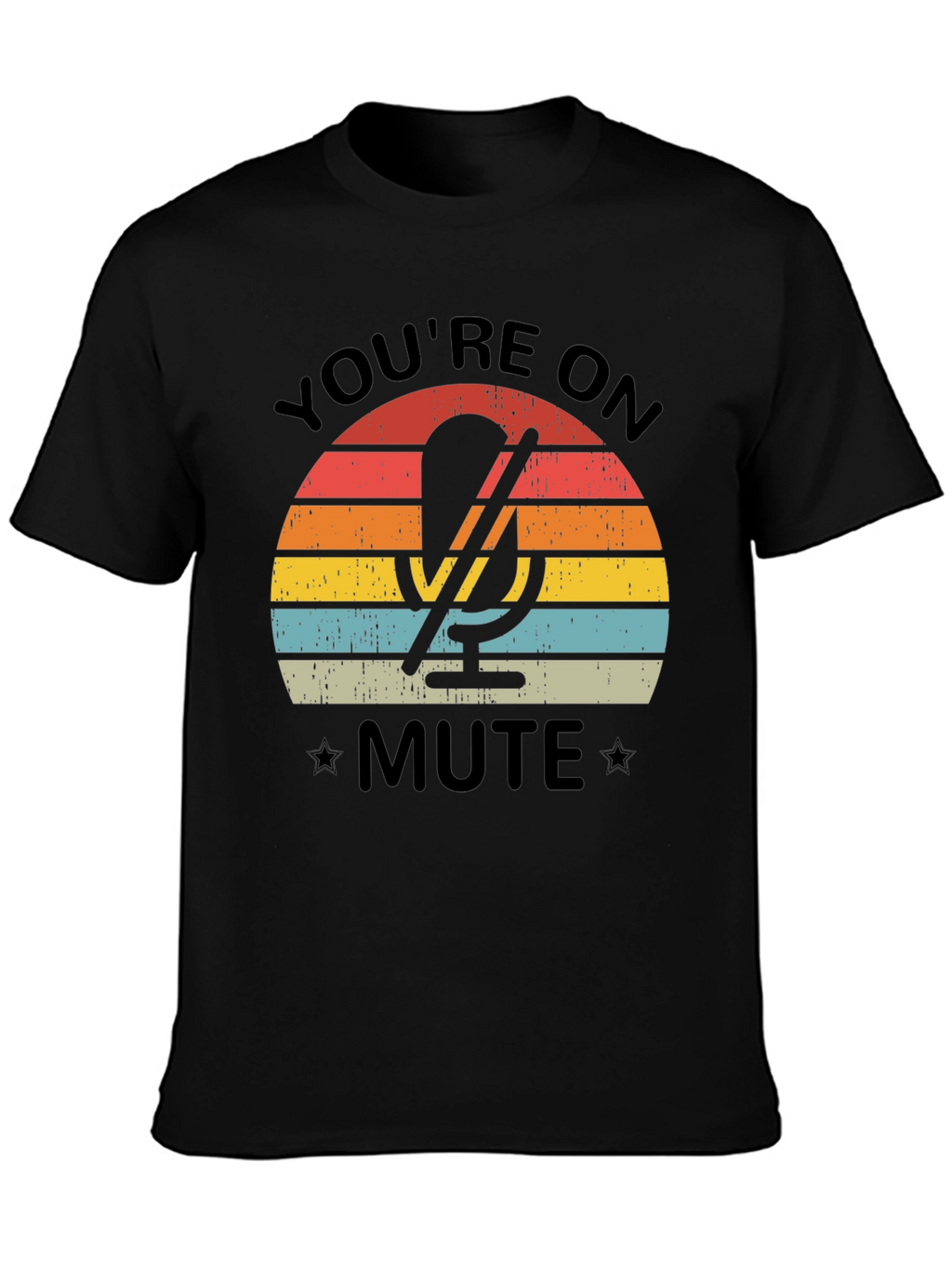 Youre On Mute Black T-Shirt - Retro Microphone Design