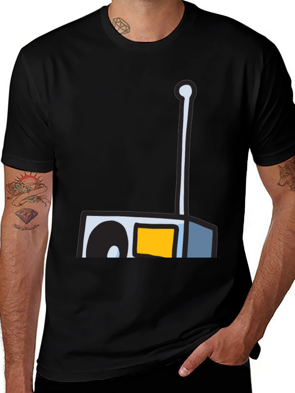 Retro Radio Graphic Tee - Black Unisex T-Shirt