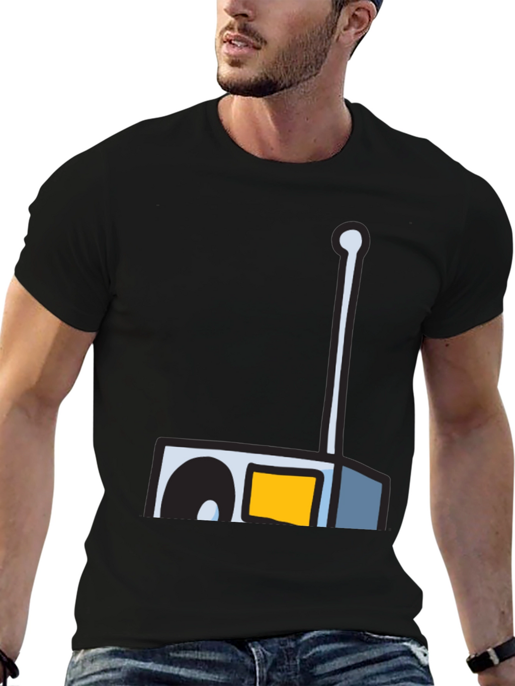 Retro Radio Graphic Tee - Black Unisex T-Shirt