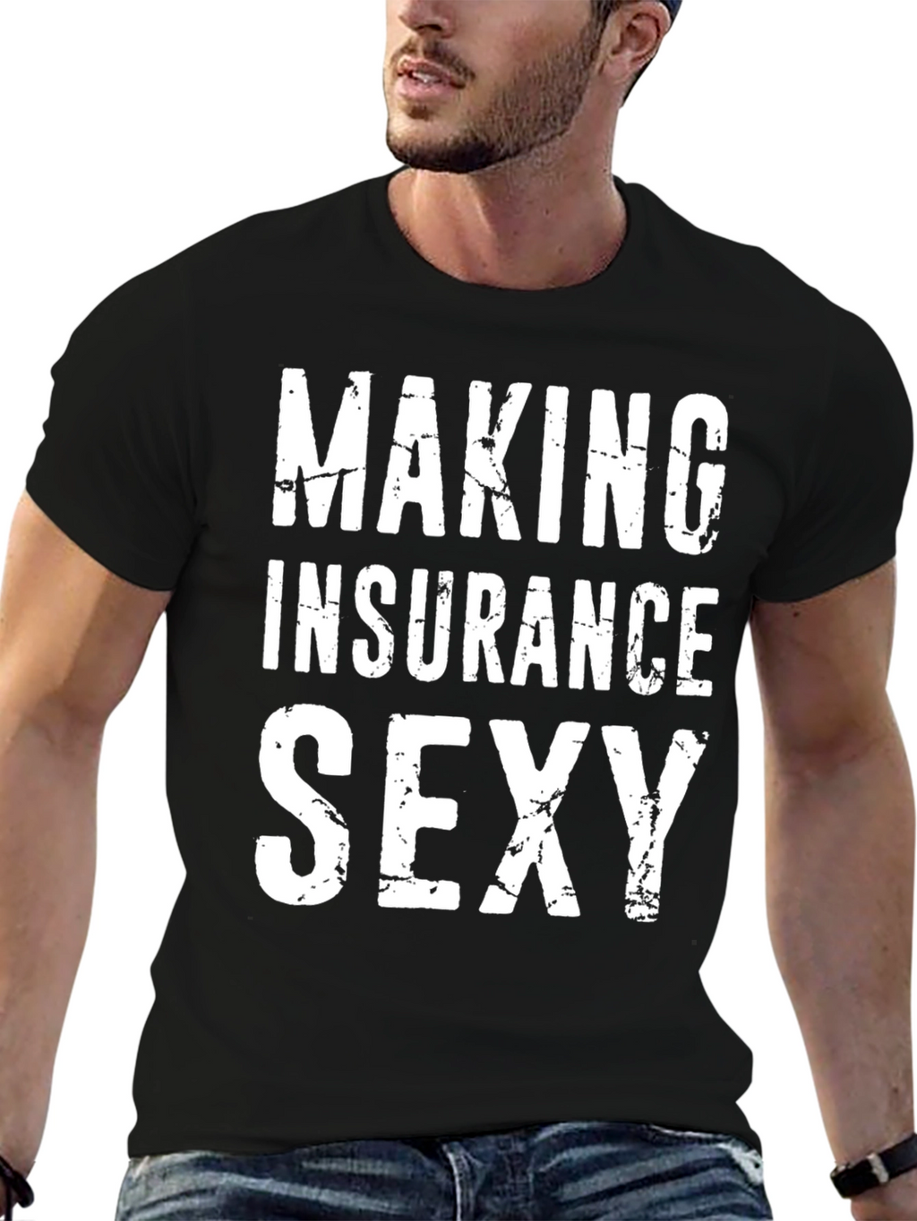 Making Insurance Sexy Black Graphic Tee