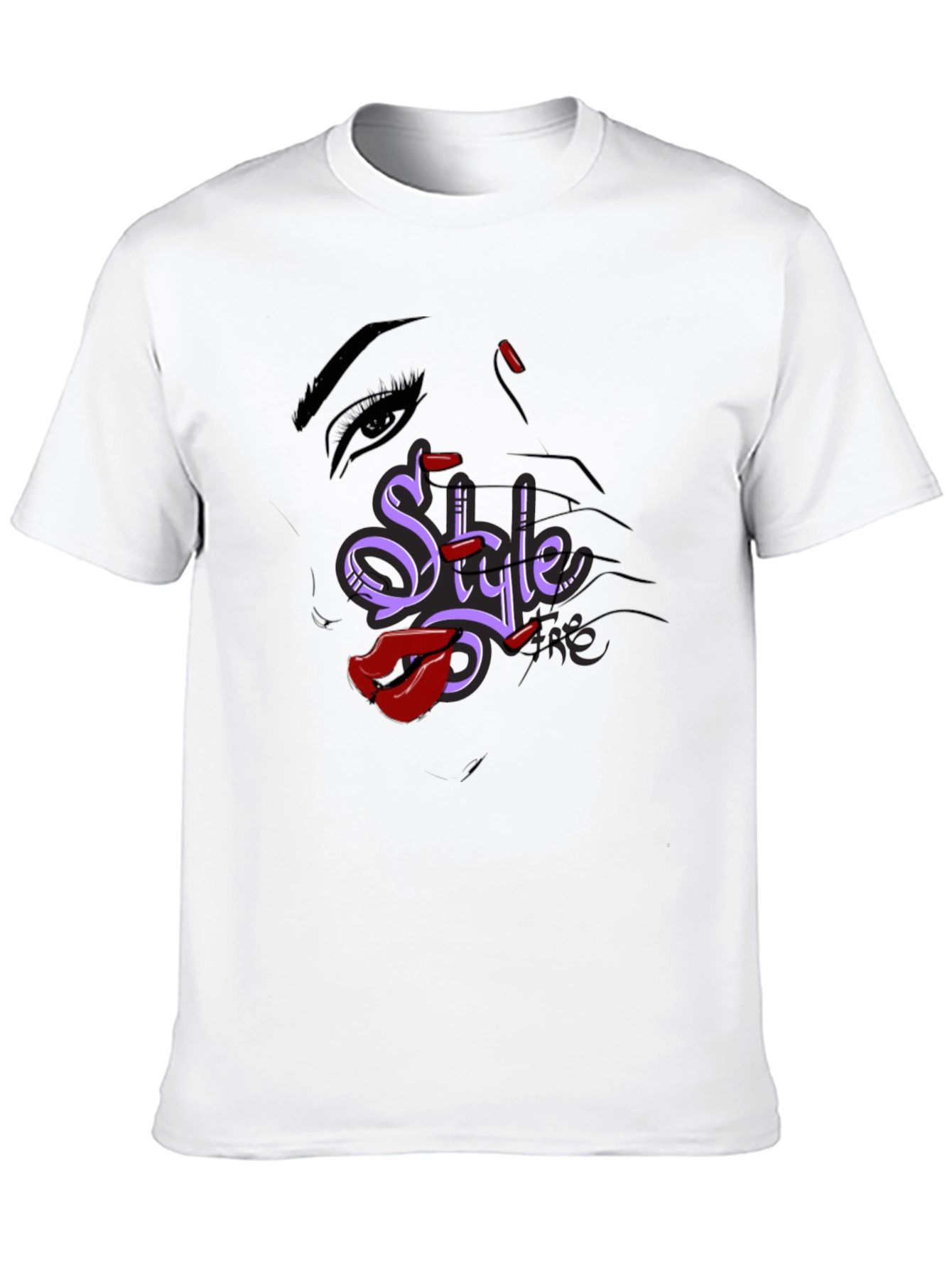 Stylish Graphic Tee - Style Text Lip Print
