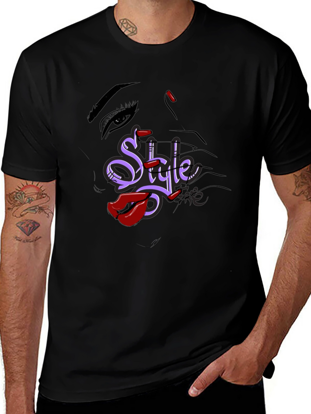 Stylish Graphic Tee - Style Text Lip Print