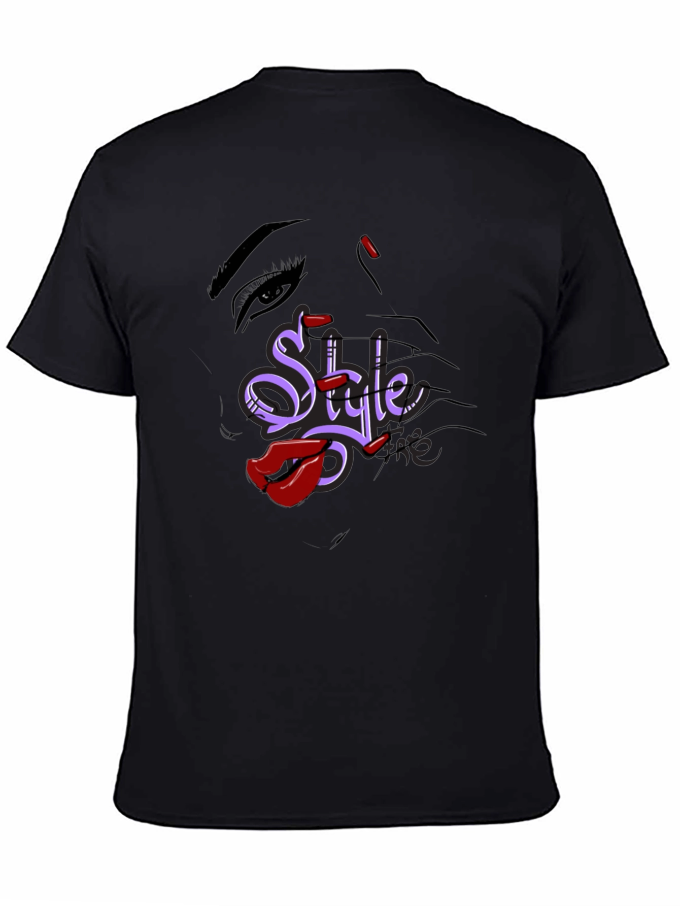 Stylish Graphic Tee - Style Text Lip Print