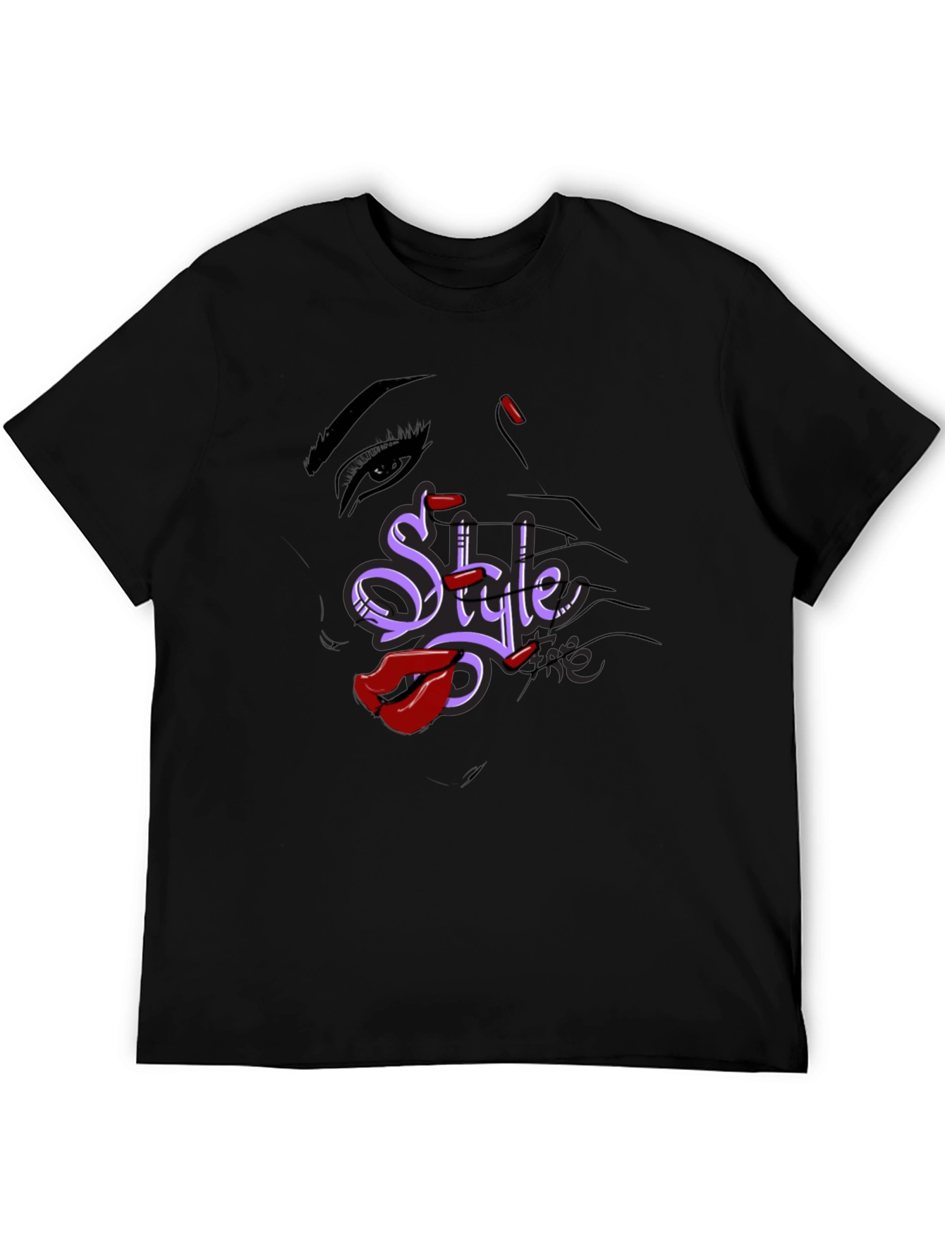 Stylish Graphic Tee - Style Text Lip Print