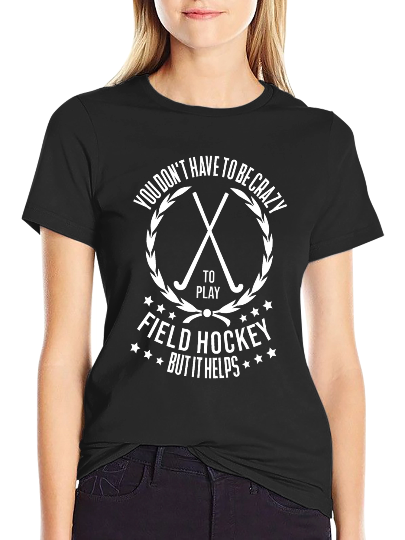 Crazy Field Hockey Black T-Shirt