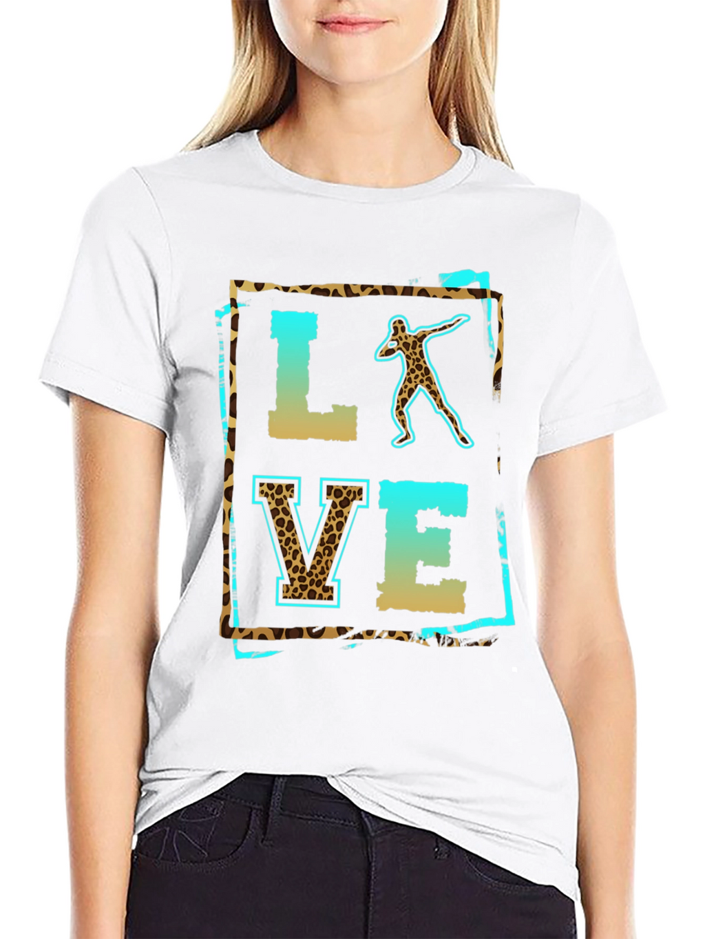 Leopard Print LOVE Shot Put T-Shirt