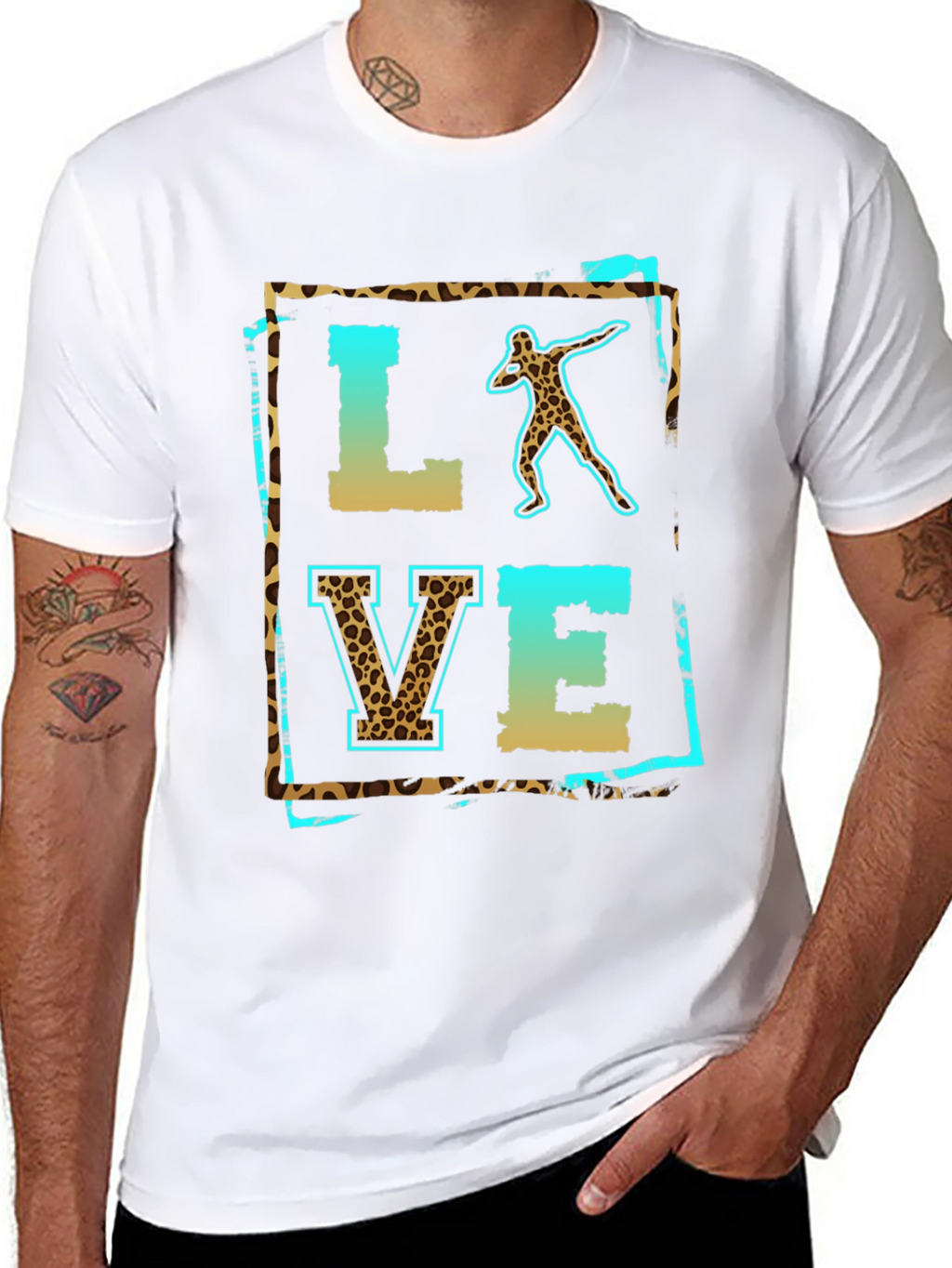 Leopard Print LOVE Shot Put T-Shirt