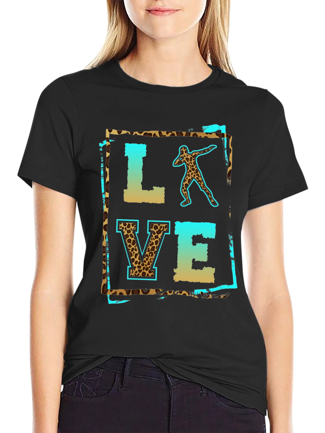 Leopard Print LOVE Shot Put T-Shirt