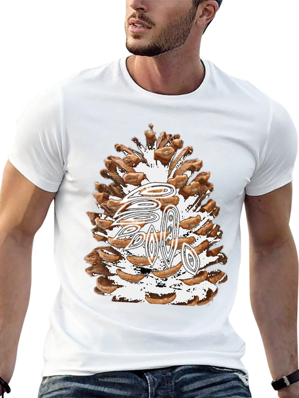 Pine Cone Graphic Tee - Nature Inspired Black T-Shirt