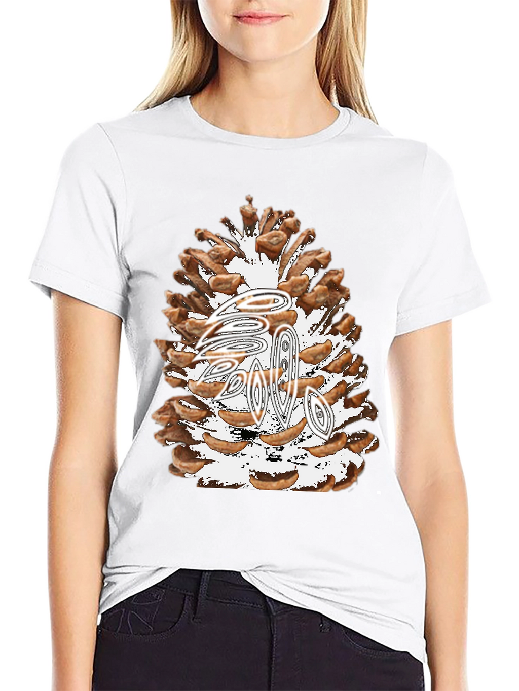 Pine Cone Graphic Tee - Nature Inspired Black T-Shirt