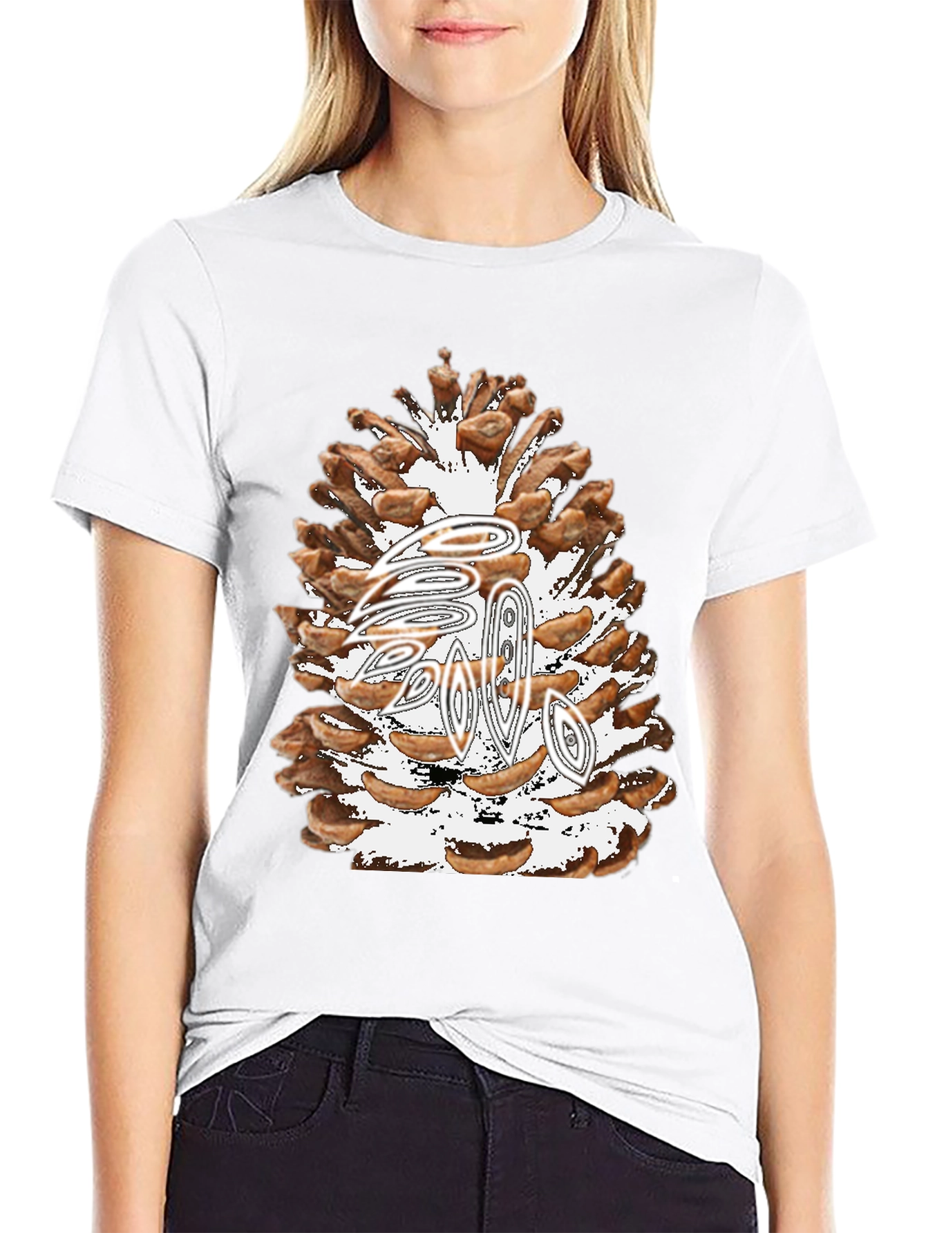 Pine Cone Graphic Tee - Nature Inspired Black T-Shirt