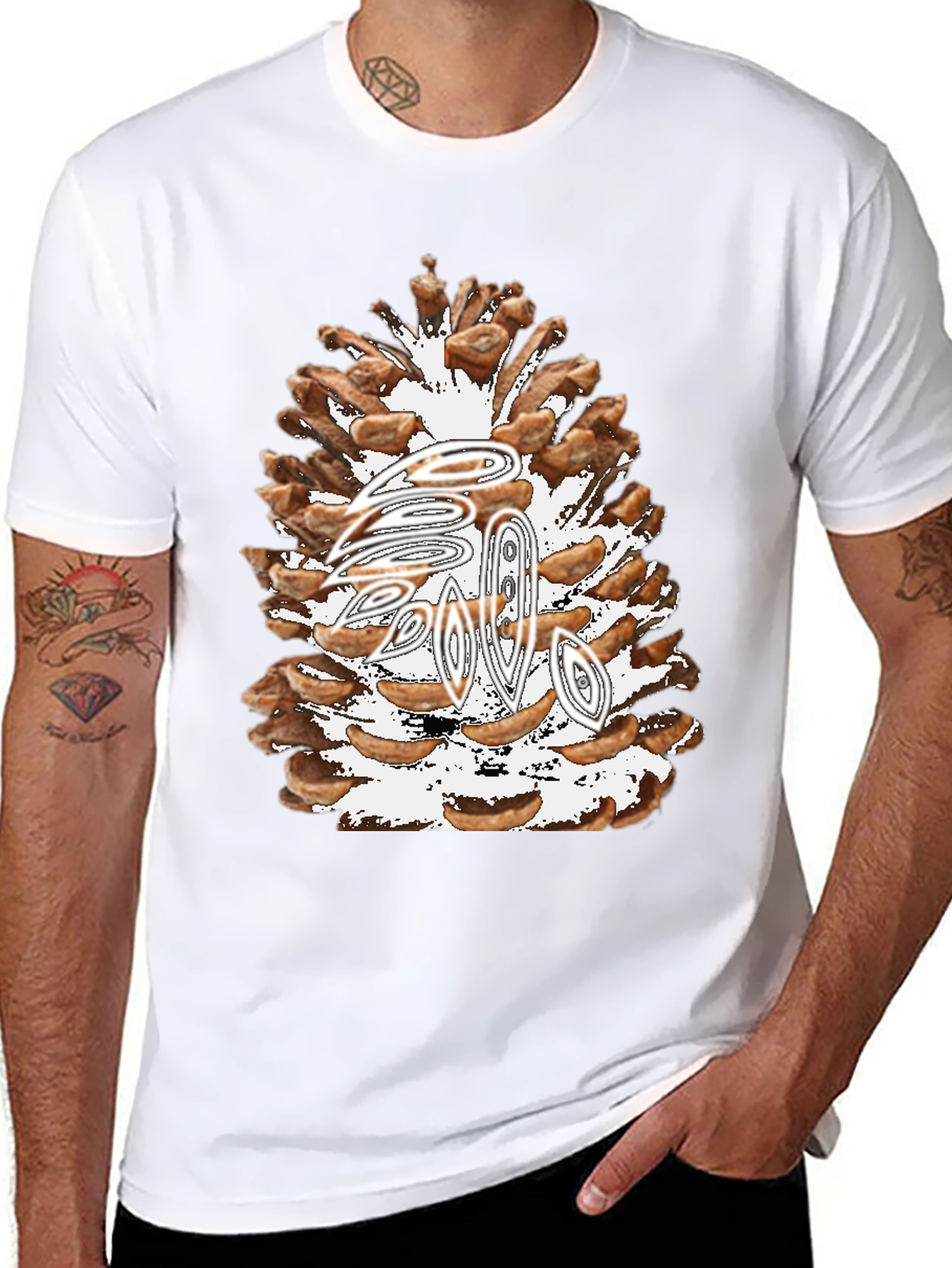 Pine Cone Graphic Tee - Nature Inspired Black T-Shirt