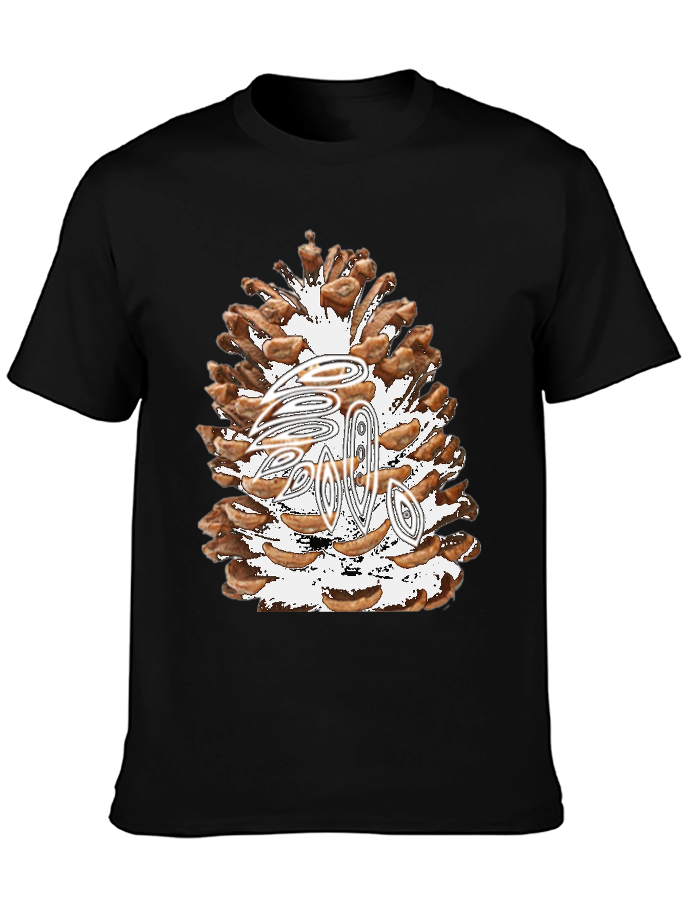 Pine Cone Graphic Tee - Nature Inspired Black T-Shirt