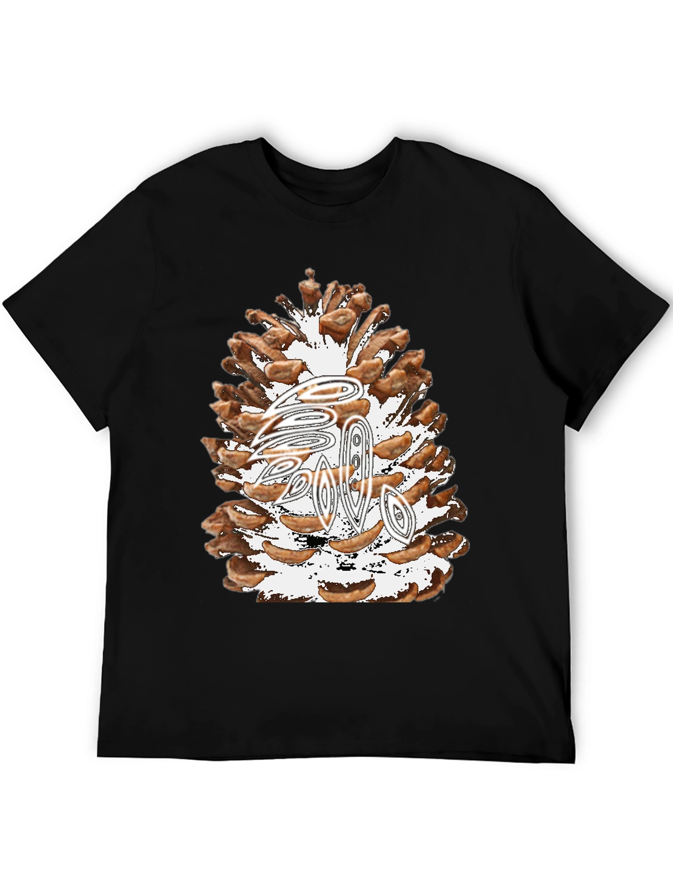 Pine Cone Graphic Tee - Nature Inspired Black T-Shirt