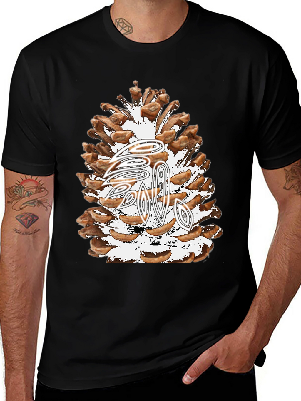 Pine Cone Graphic Tee - Nature Inspired Black T-Shirt