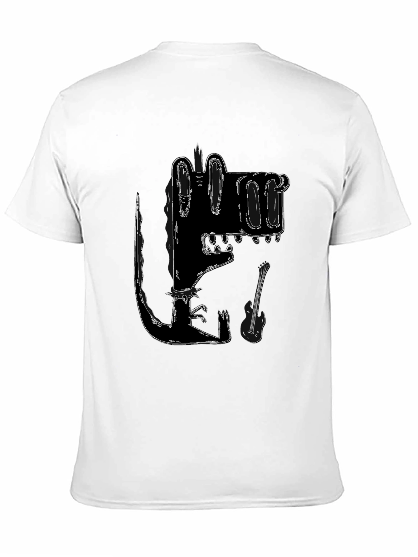 Stylized Crocodile Graphic Tee - Black Cotton