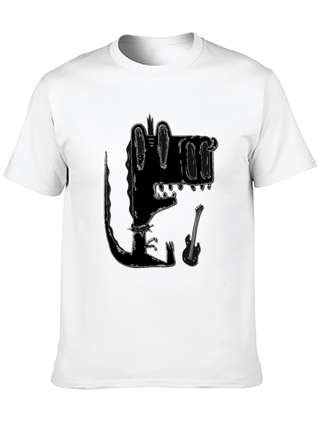 Stylized Crocodile Graphic Tee - Black Cotton