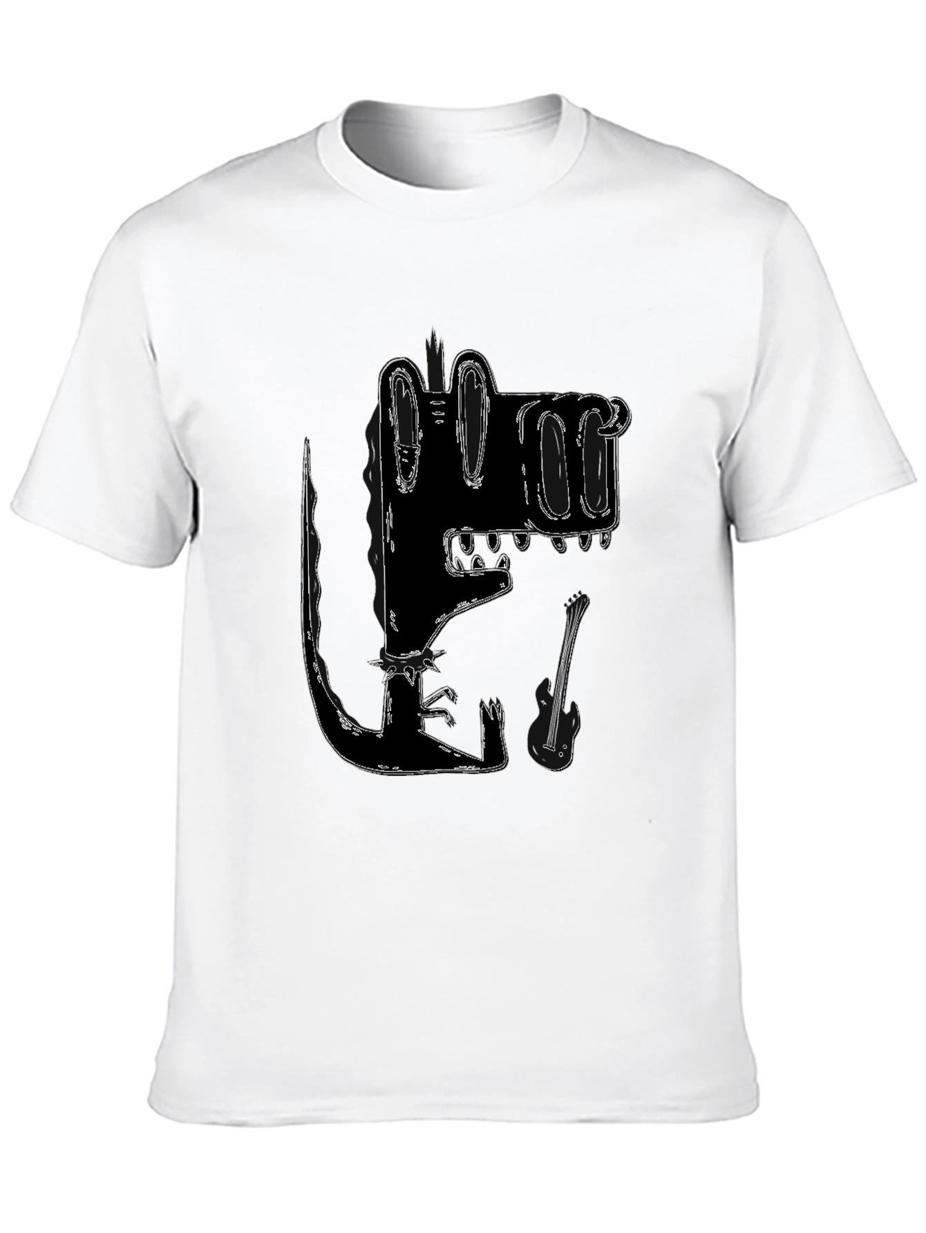 Stylized Crocodile Graphic Tee - Black Cotton