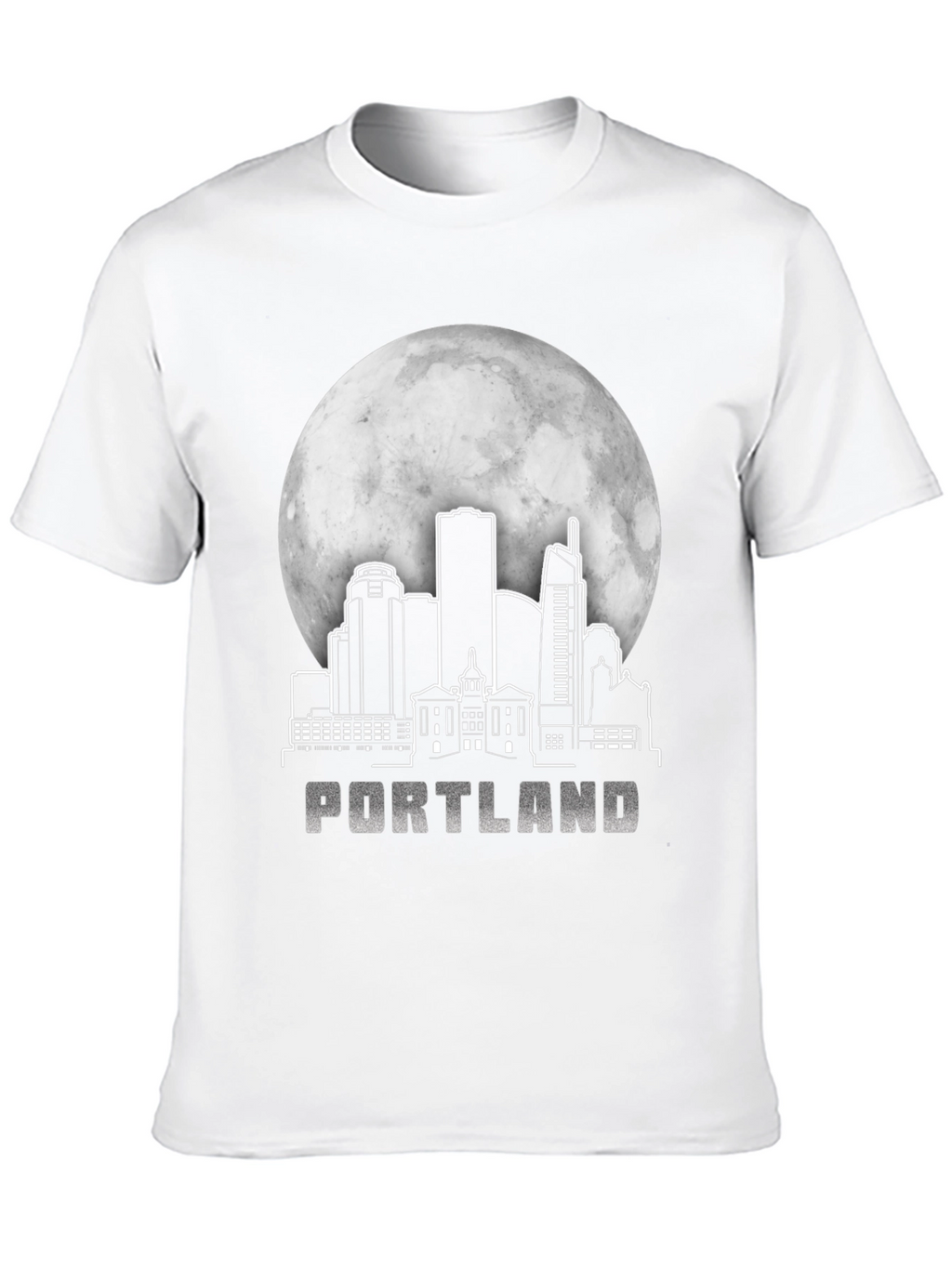Portland Skyline T-Shirt - Cityscape Moon Design