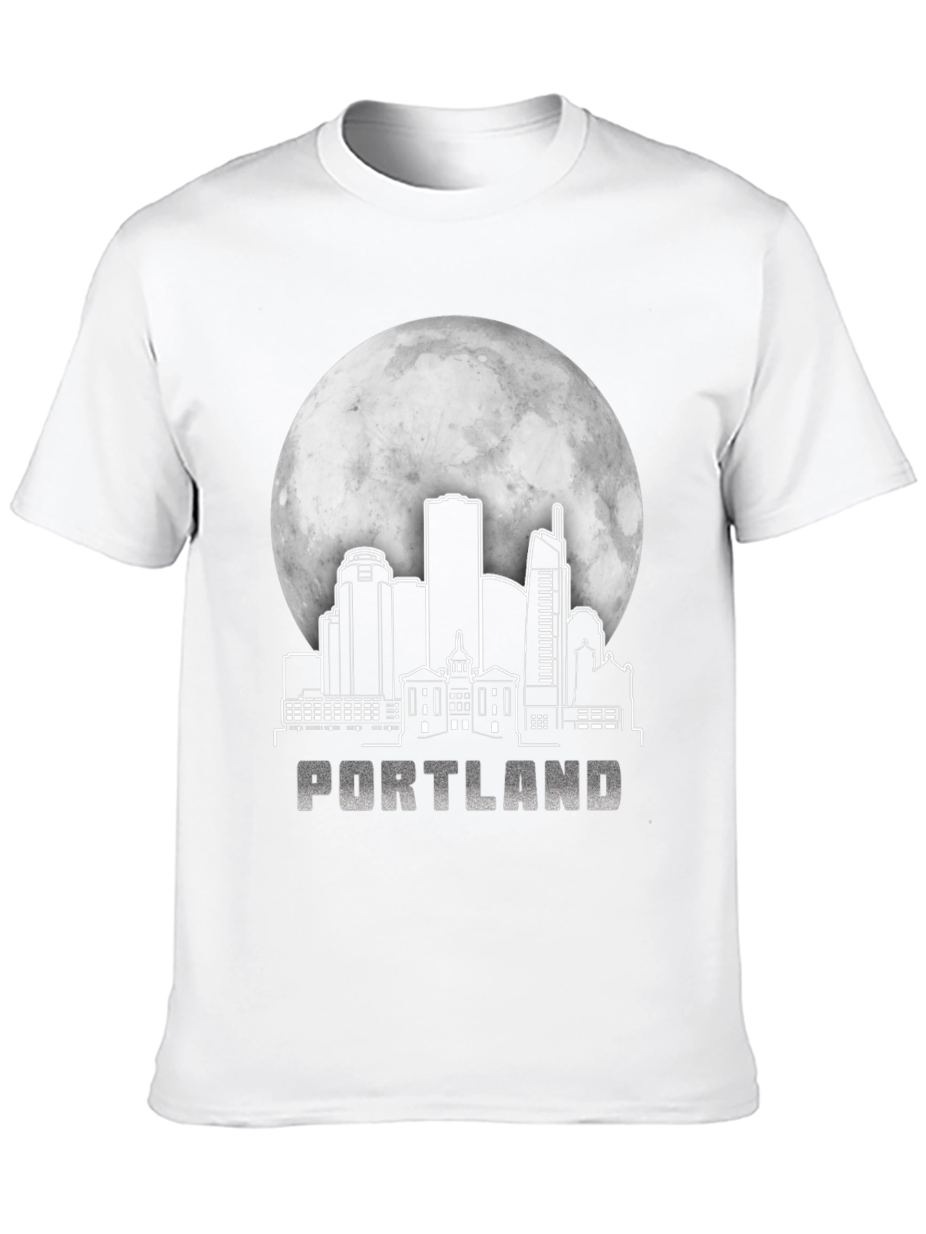 Portland Skyline T-Shirt - Cityscape Moon Design