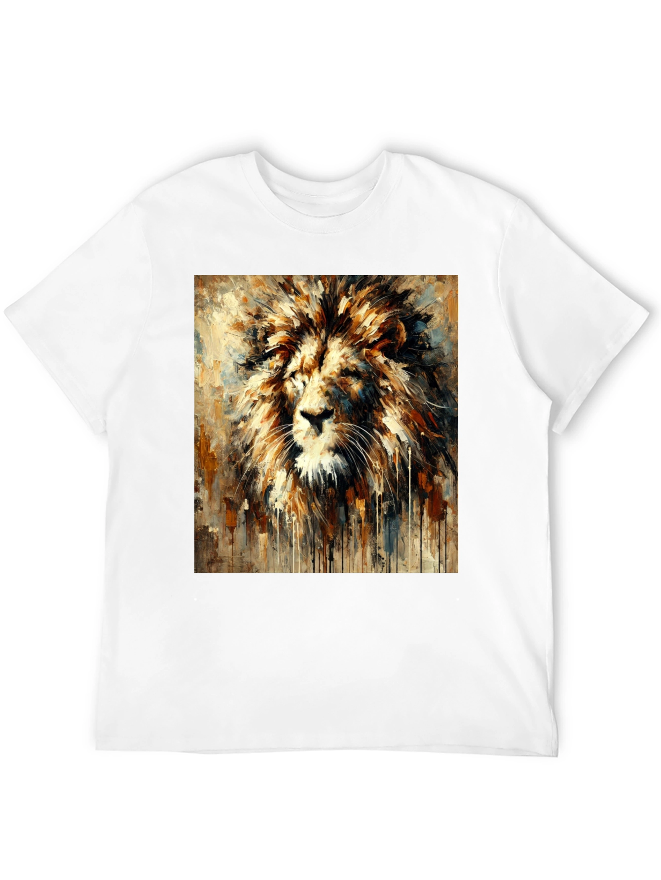 Lion Art Print Graphic Tee - Bold Black T-Shirt