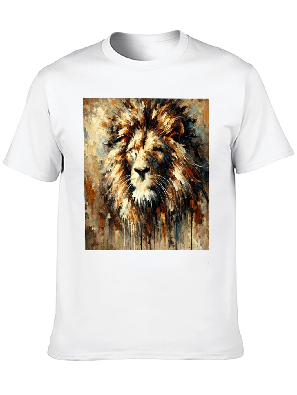 Lion Art Print Graphic Tee - Bold Black T-Shirt