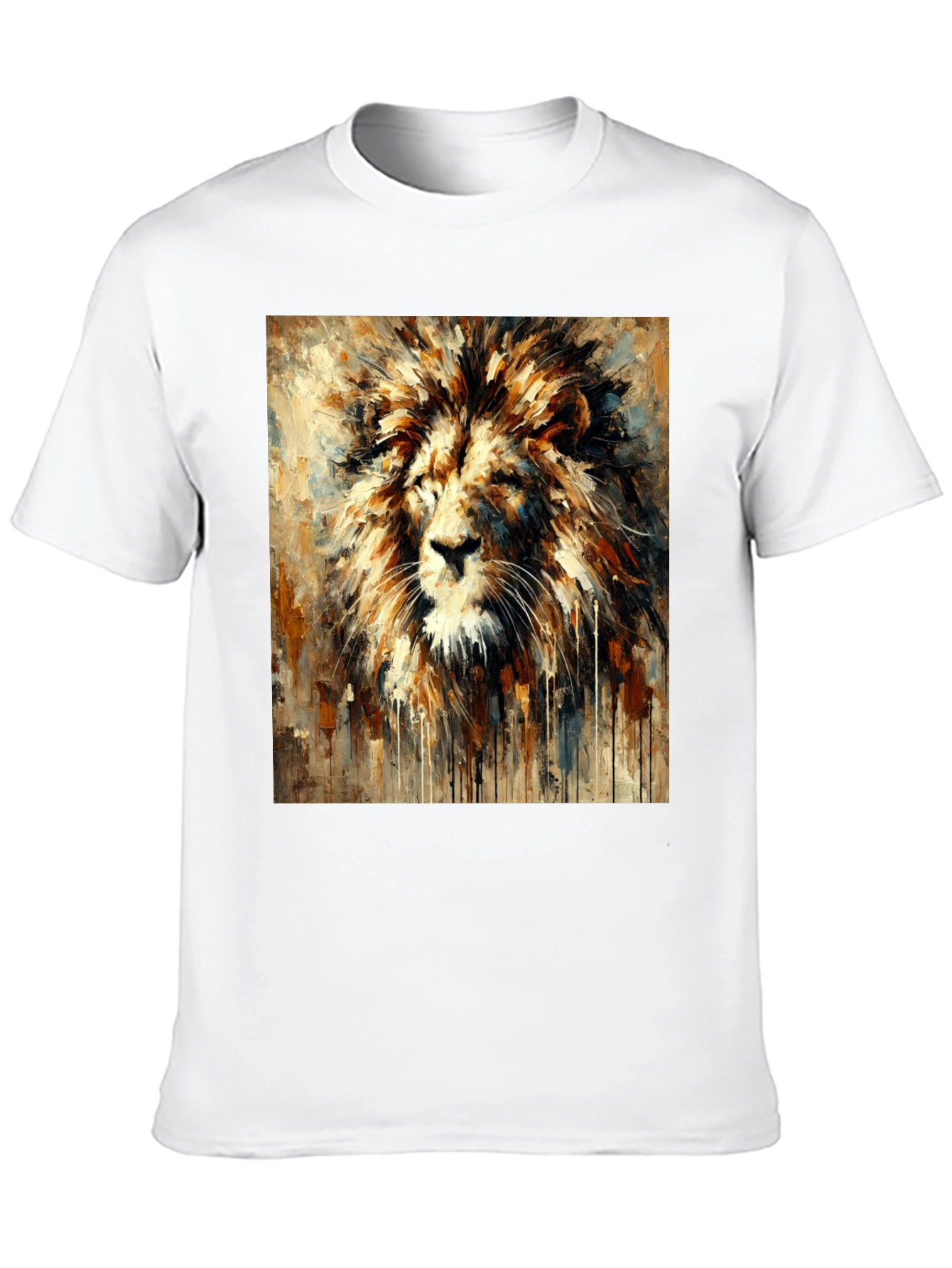 Lion Art Print Graphic Tee - Bold Black T-Shirt