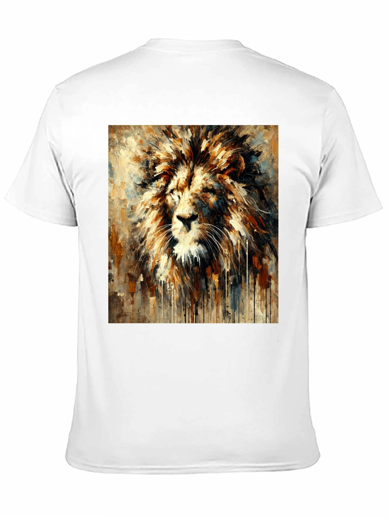 Lion Art Print Graphic Tee - Bold Black T-Shirt