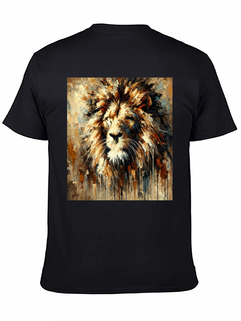 Lion Art Print Graphic Tee - Bold Black T-Shirt