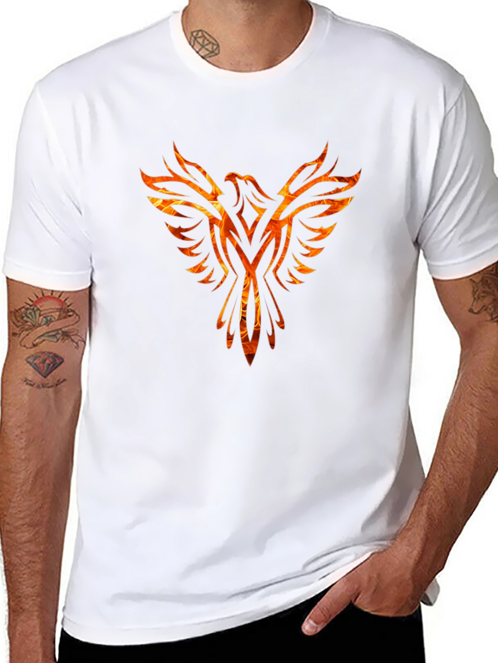 Fiery Phoenix Graphic Black T-Shirt