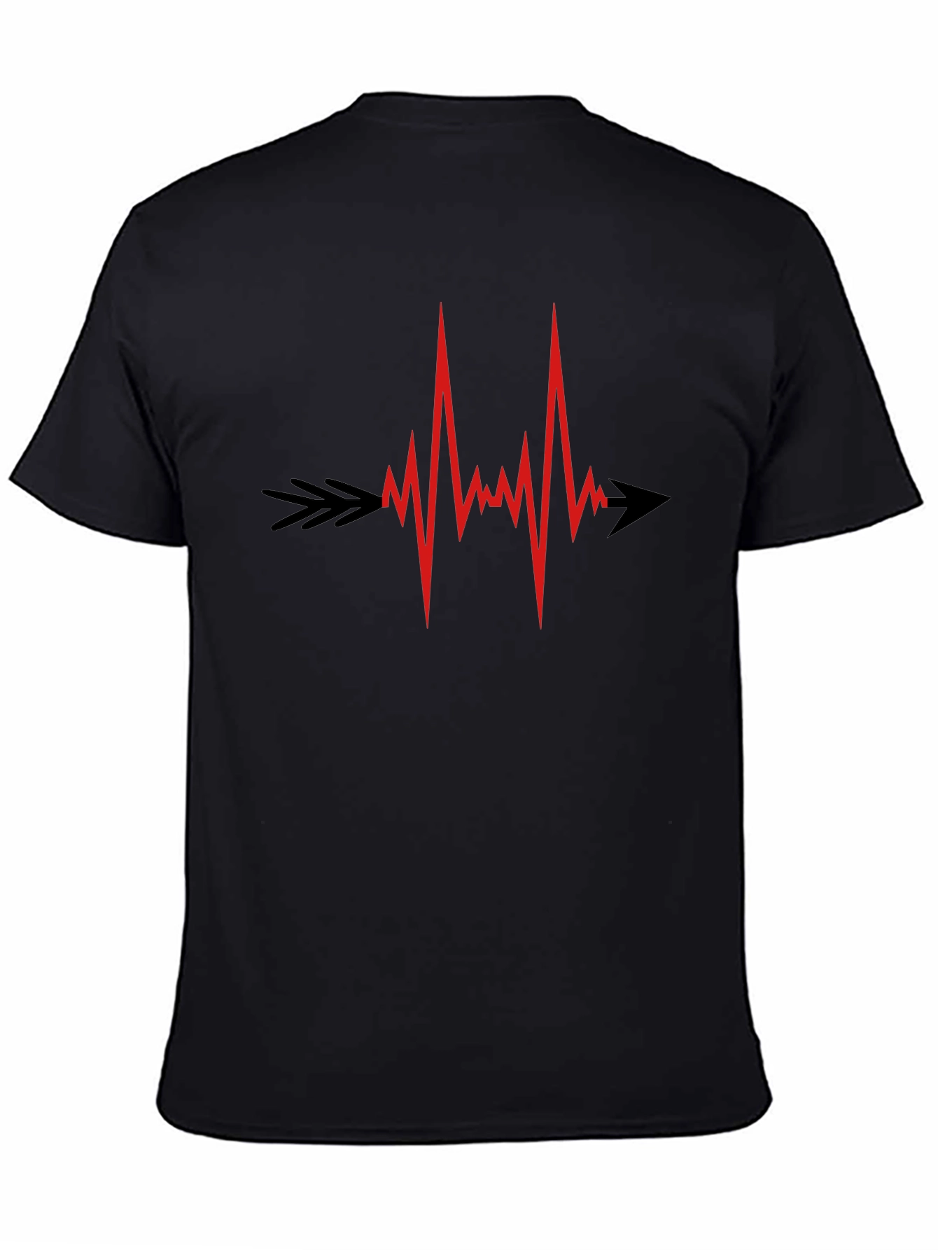 Heartbeat Arrow Graphic Tee - Black Cotton Comfort