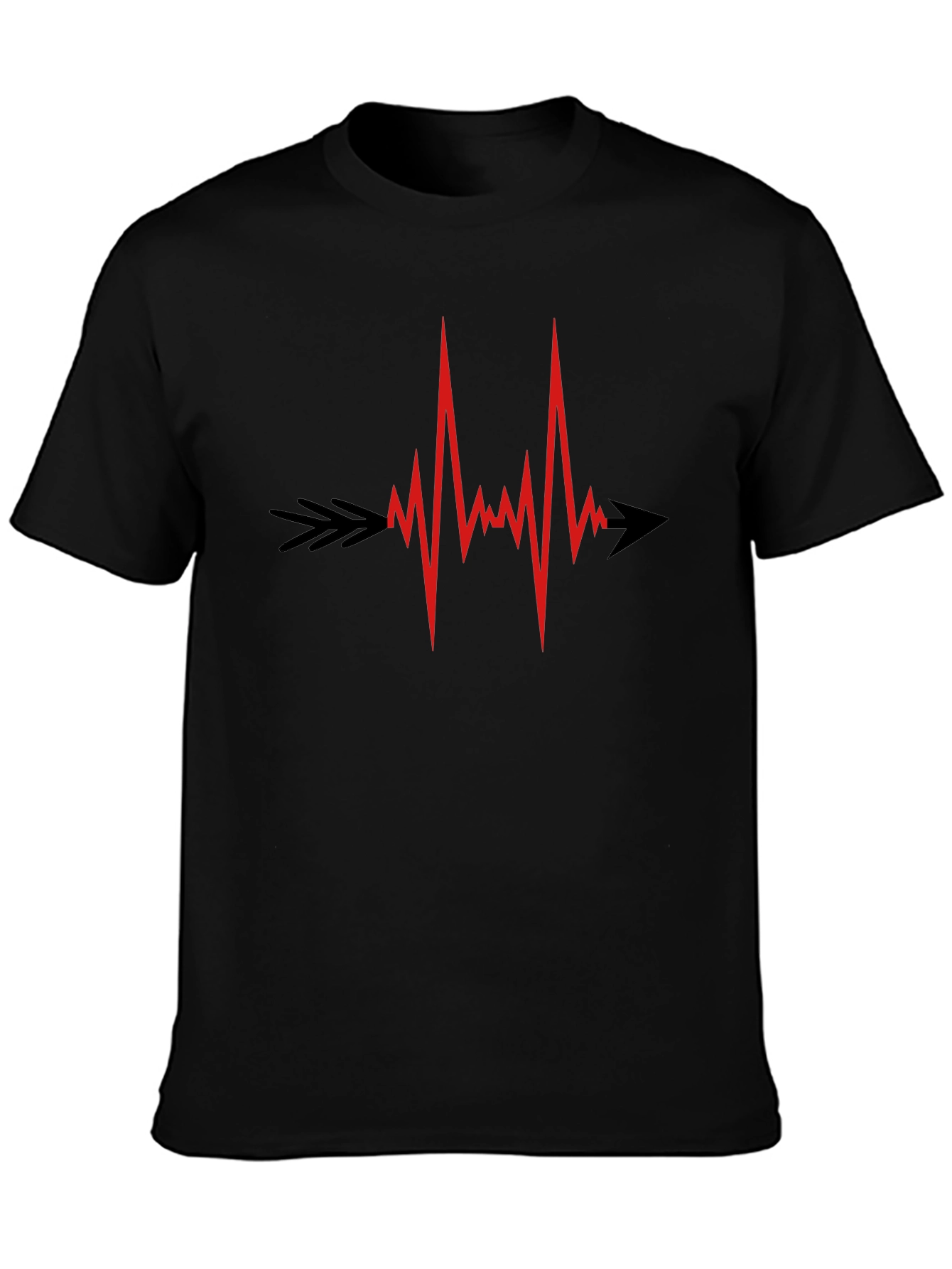 Heartbeat Arrow Graphic Tee - Black Cotton Comfort