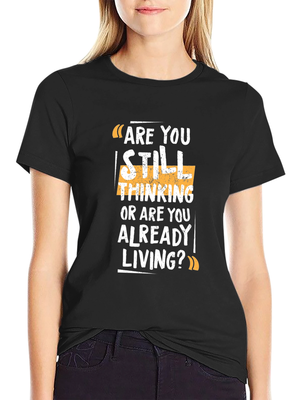 Are You Living? Graphic Print Black T-Shirt