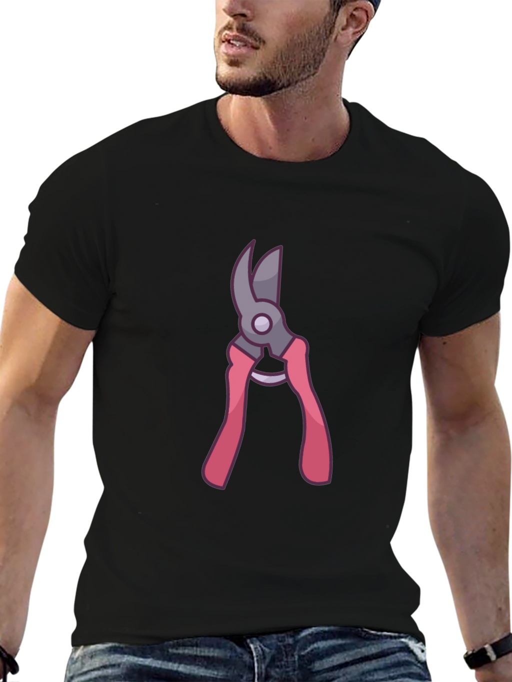 Gardening Pruner Graphic Tee - Black Cotton Blend Shirt