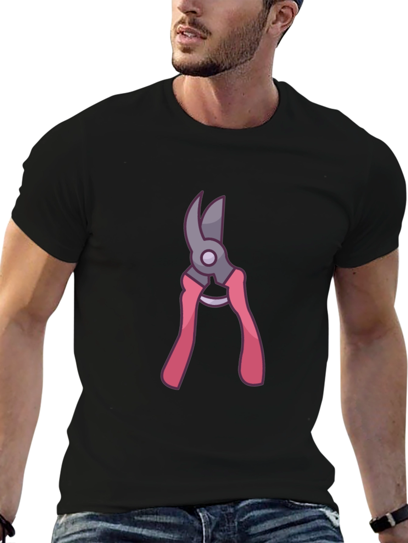 Gardening Pruner Graphic Tee - Black Cotton Blend Shirt