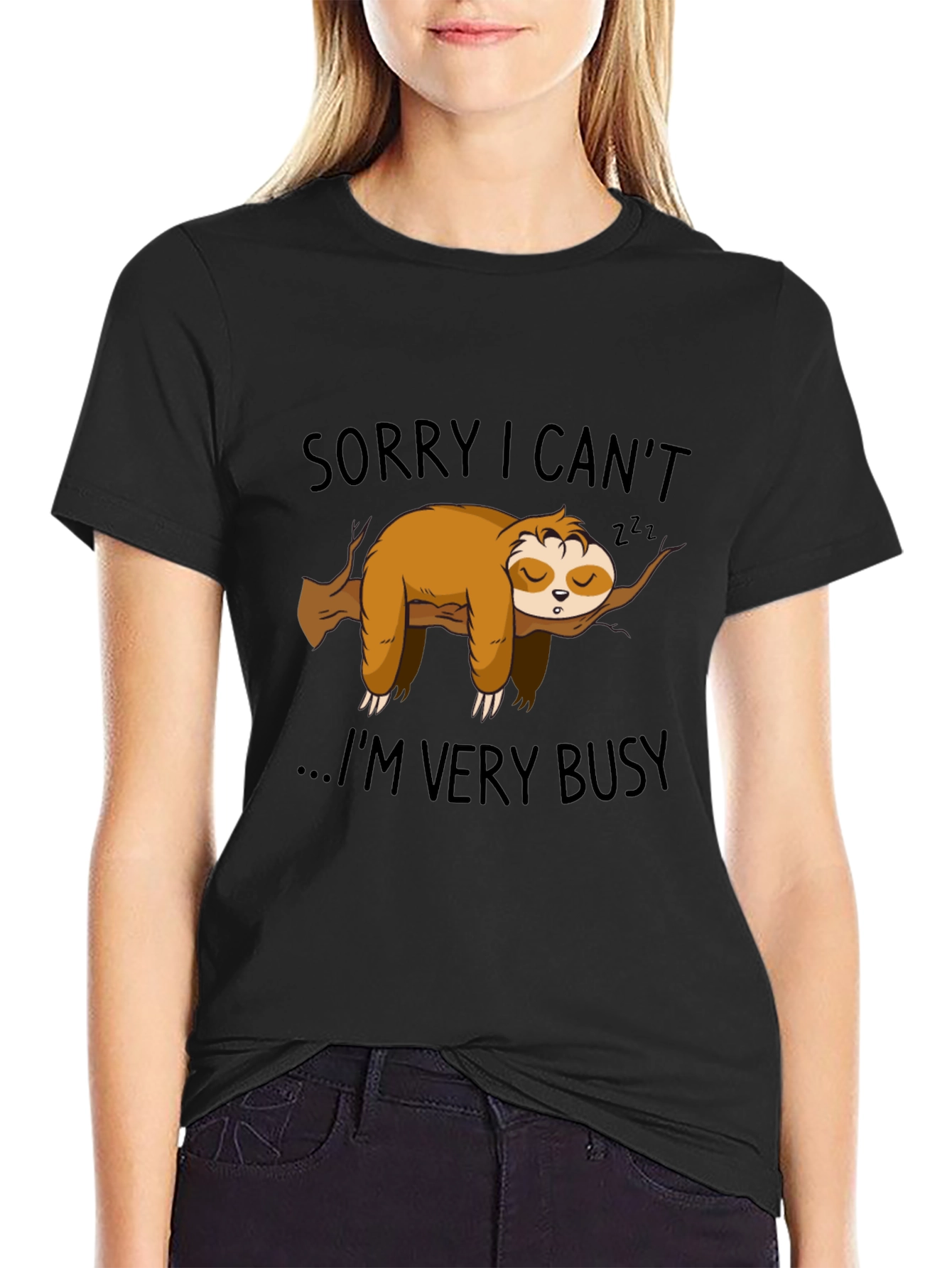 Funny Sloth Graphic Tee - Sorry I Cant Very Busy