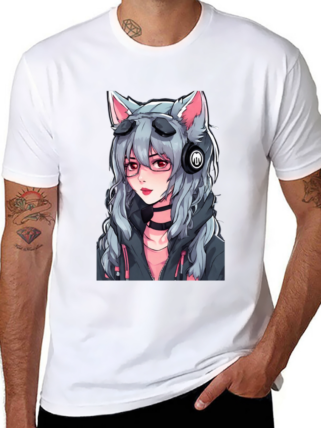 Anime Girl Graphic T-Shirt - Black Cotton Tee