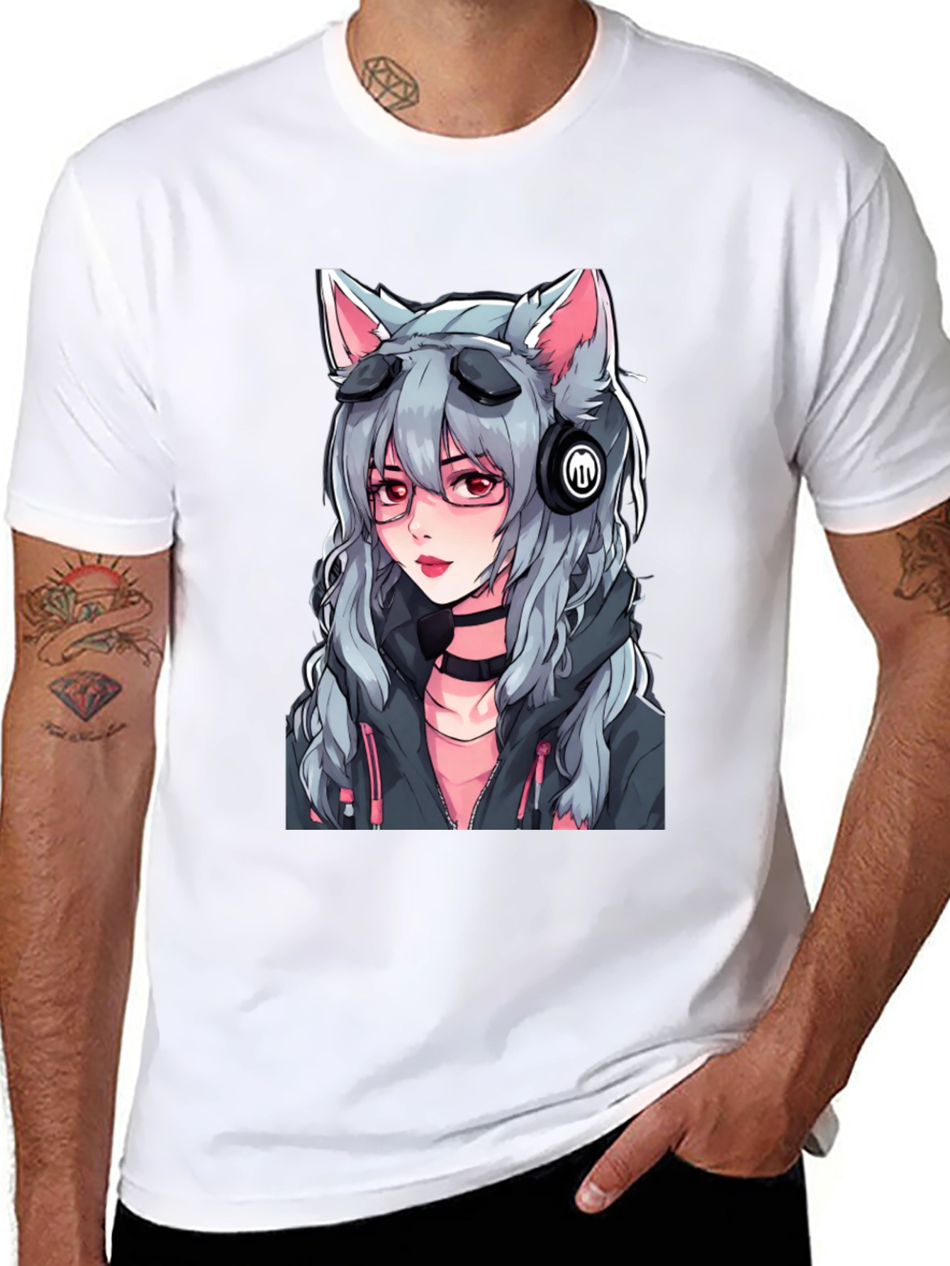 Anime Girl Graphic T-Shirt - Black Cotton Tee