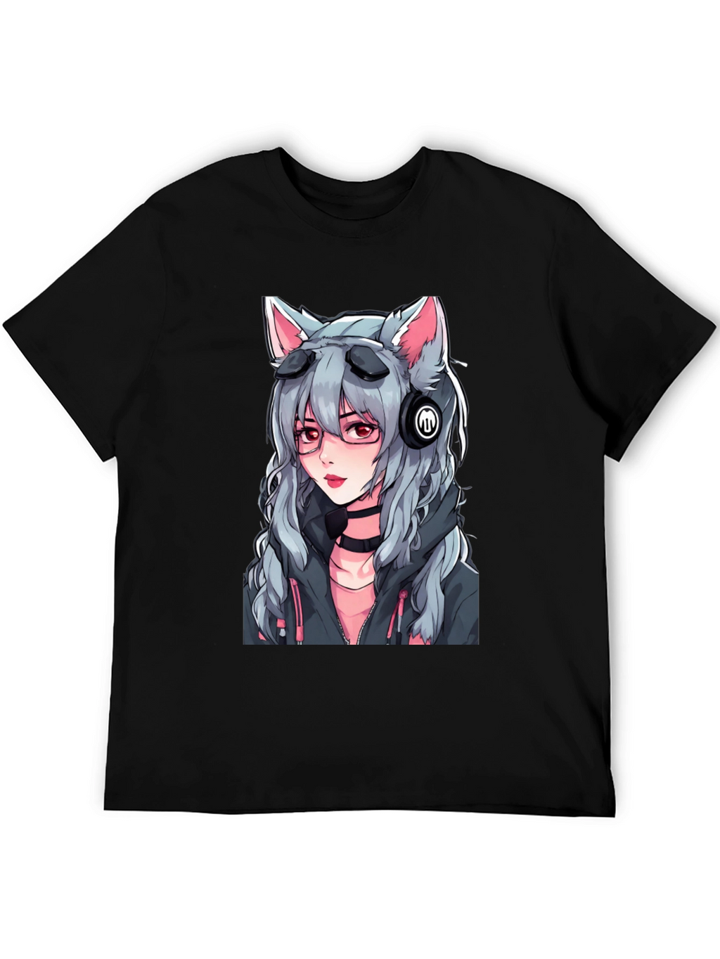 Anime Girl Graphic T-Shirt - Black Cotton Tee