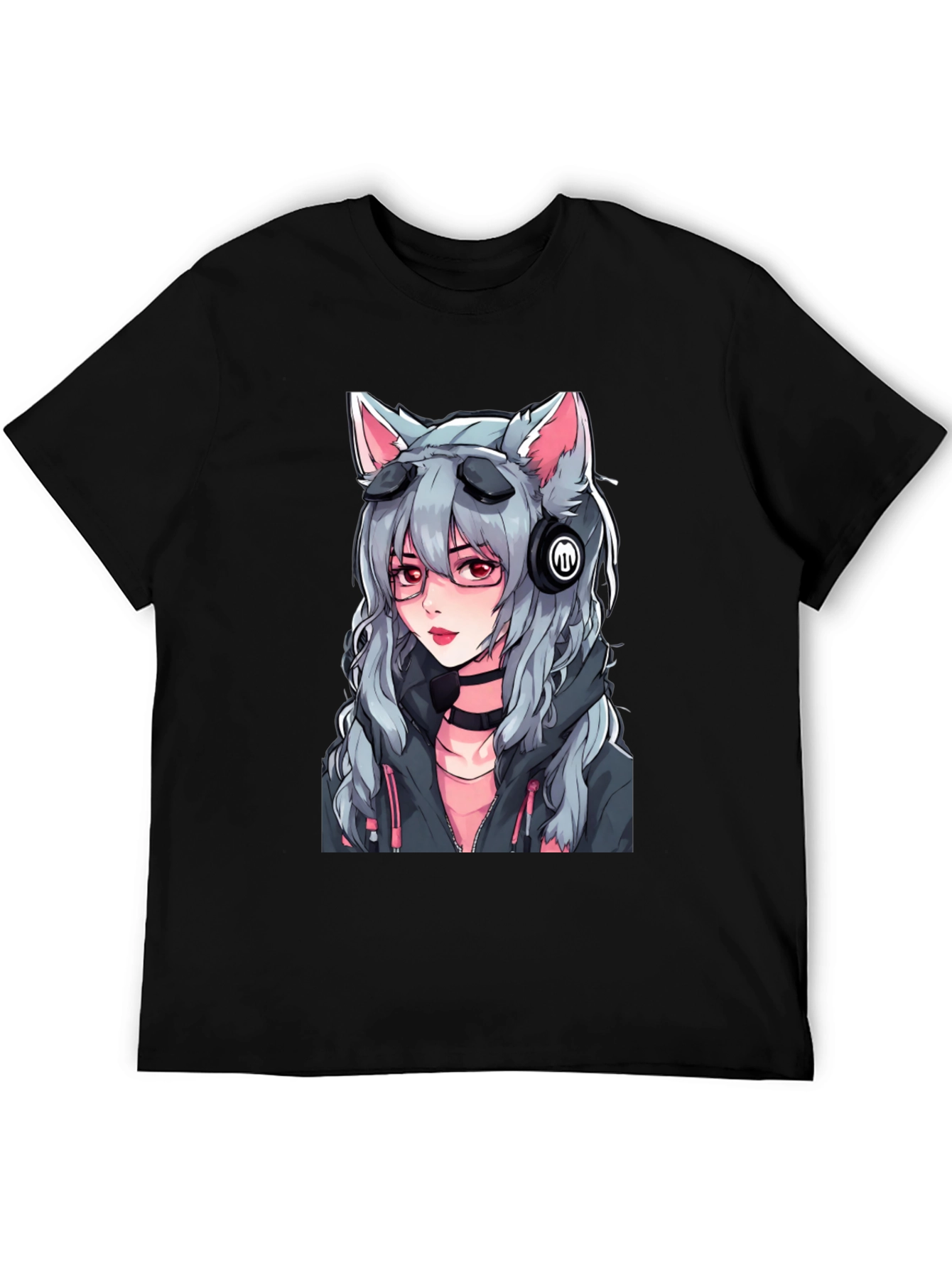 Anime Girl Graphic T-Shirt - Black Cotton Tee