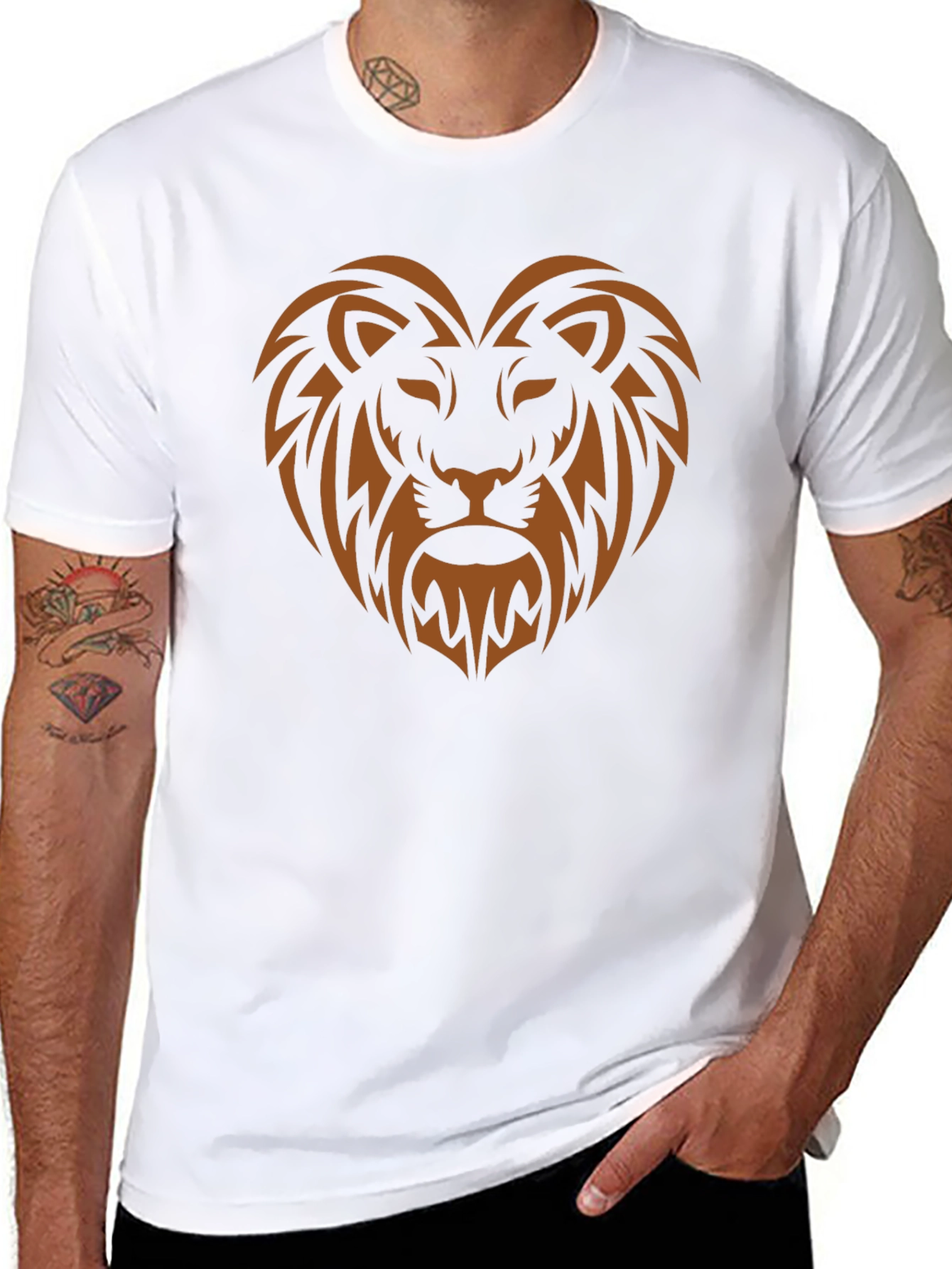 Lion Heart Graphic Tee - Stylish Mens Black T-Shirt