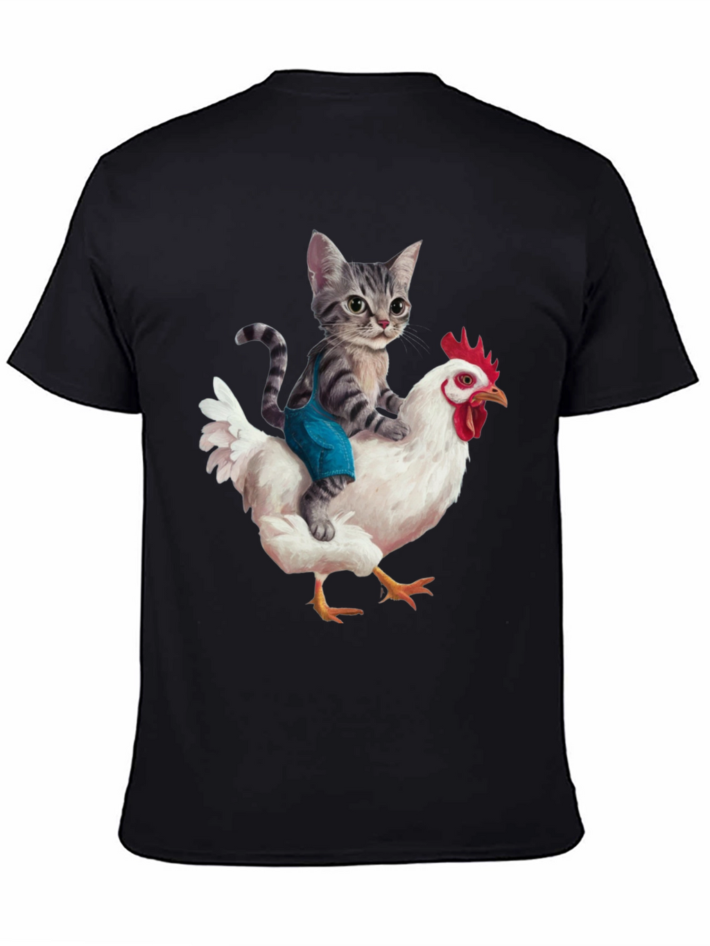 Cat Riding Chicken Graphic Tee