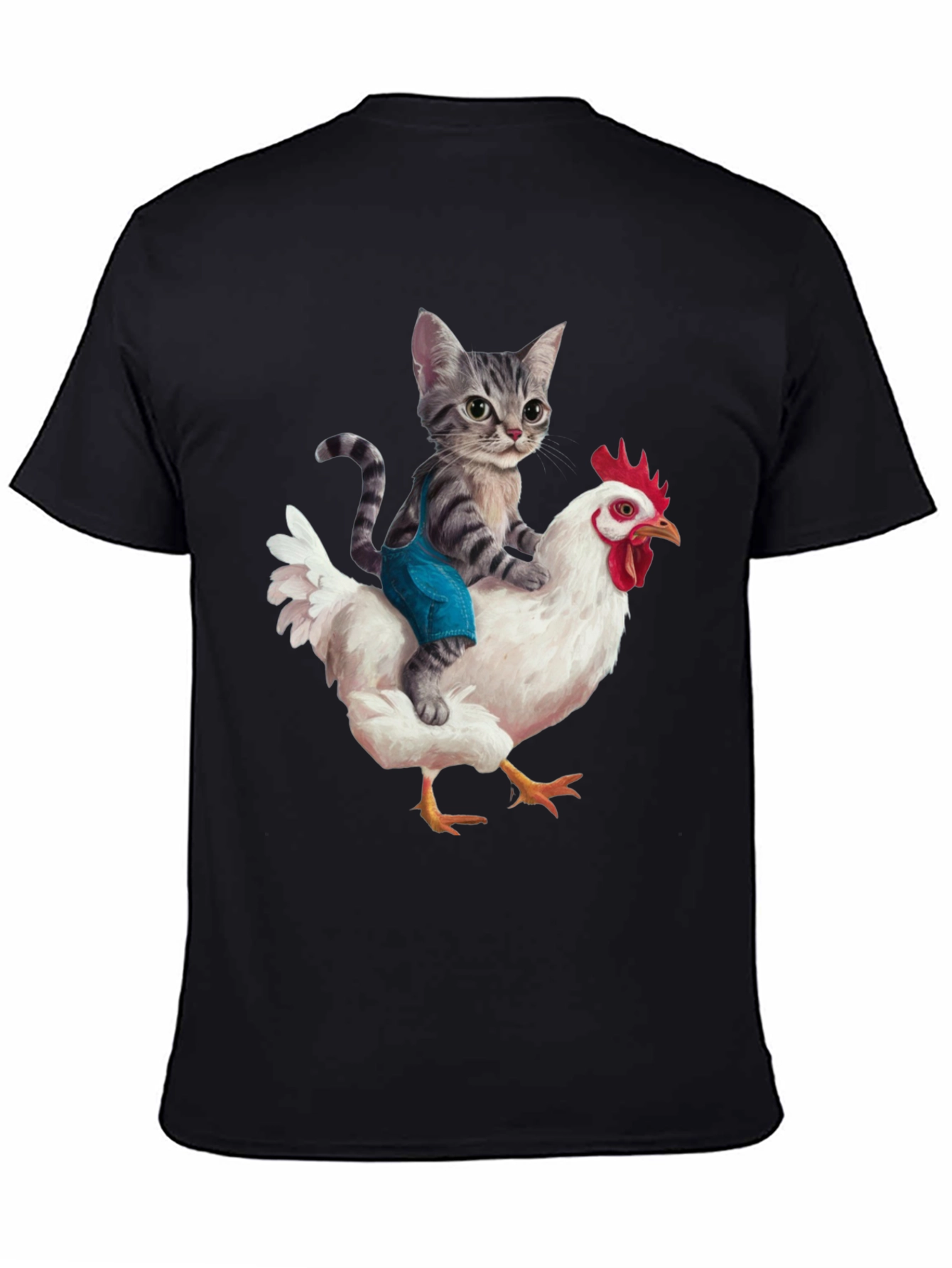 Cat Riding Chicken Graphic Tee