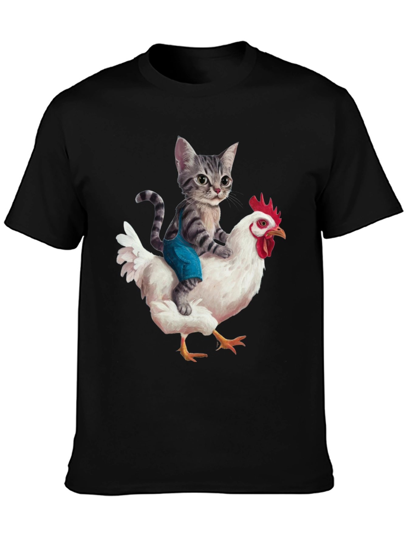 Cat Riding Chicken Graphic Tee