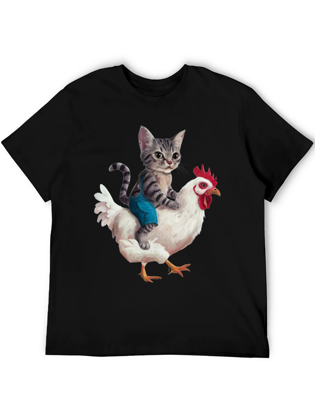 Cat Riding Chicken Graphic Tee